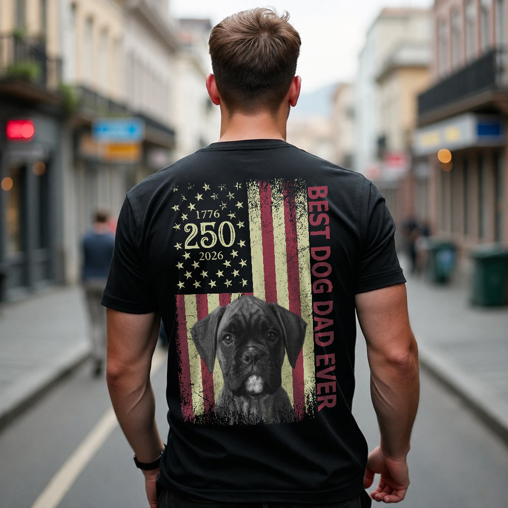 Personalized Dog Dad Shirt Custom Photo 4th of July Gift HN590 - Tshirt Back GradoCreations