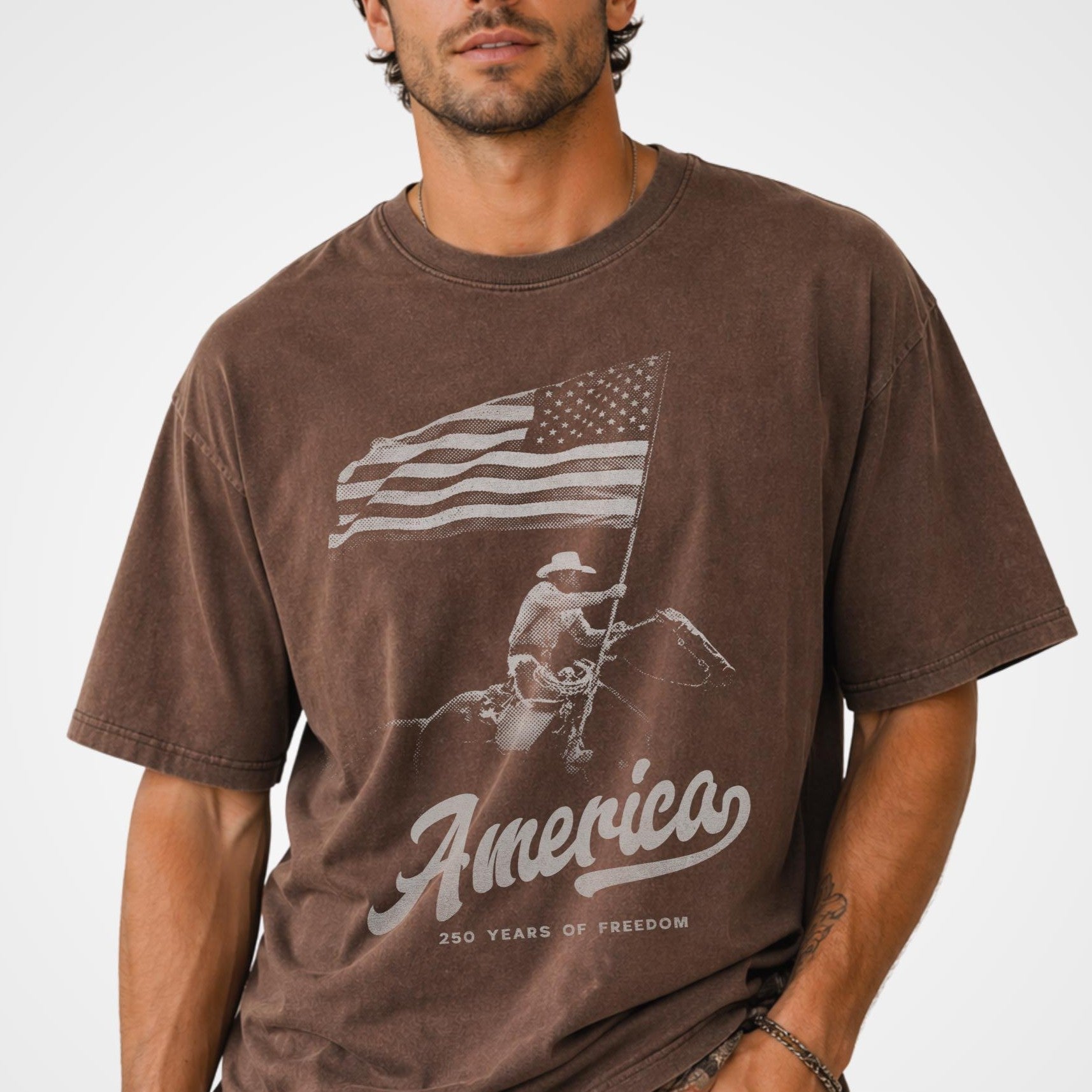 Personalized 250 Years of Freedom Independence Day Shirt Gift for Cowboy Comfort Shirt FIX GradoCreations