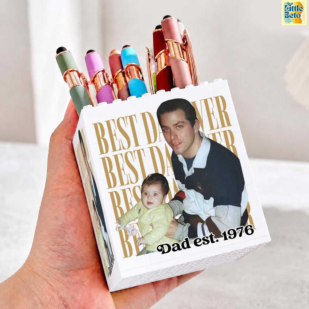 Personalized Photo Building Block Pen Holder Gift for Dad HN590 - Building Blocks diff design fix GradoCreations
