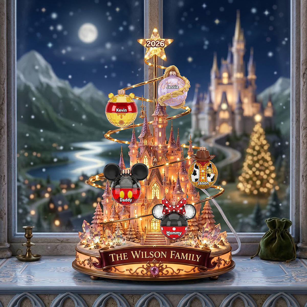 Personalized Acrylic Light Box Magical Castle Family Gift for Christmas Acrylic Light Box GradoCreations