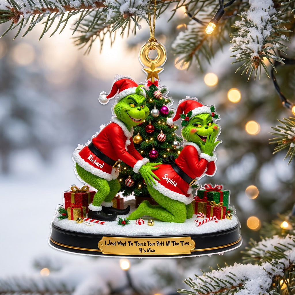 Personalized Funny Grinch Acrylic Ornament Gift for Couples Ornament GradoCreations