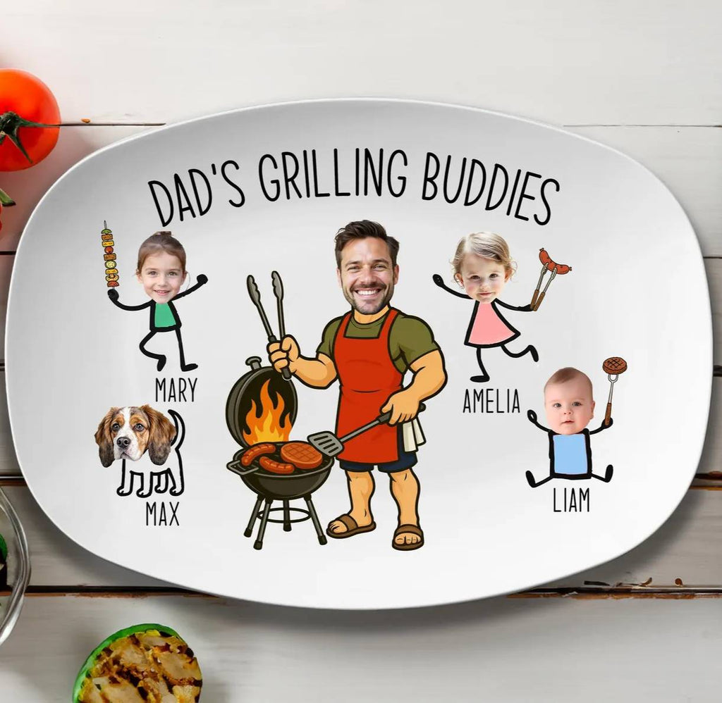 Personalized Grilling Platter Custom BBQ Tray Gift for Dad HN590 - Platter fix GradoCreations