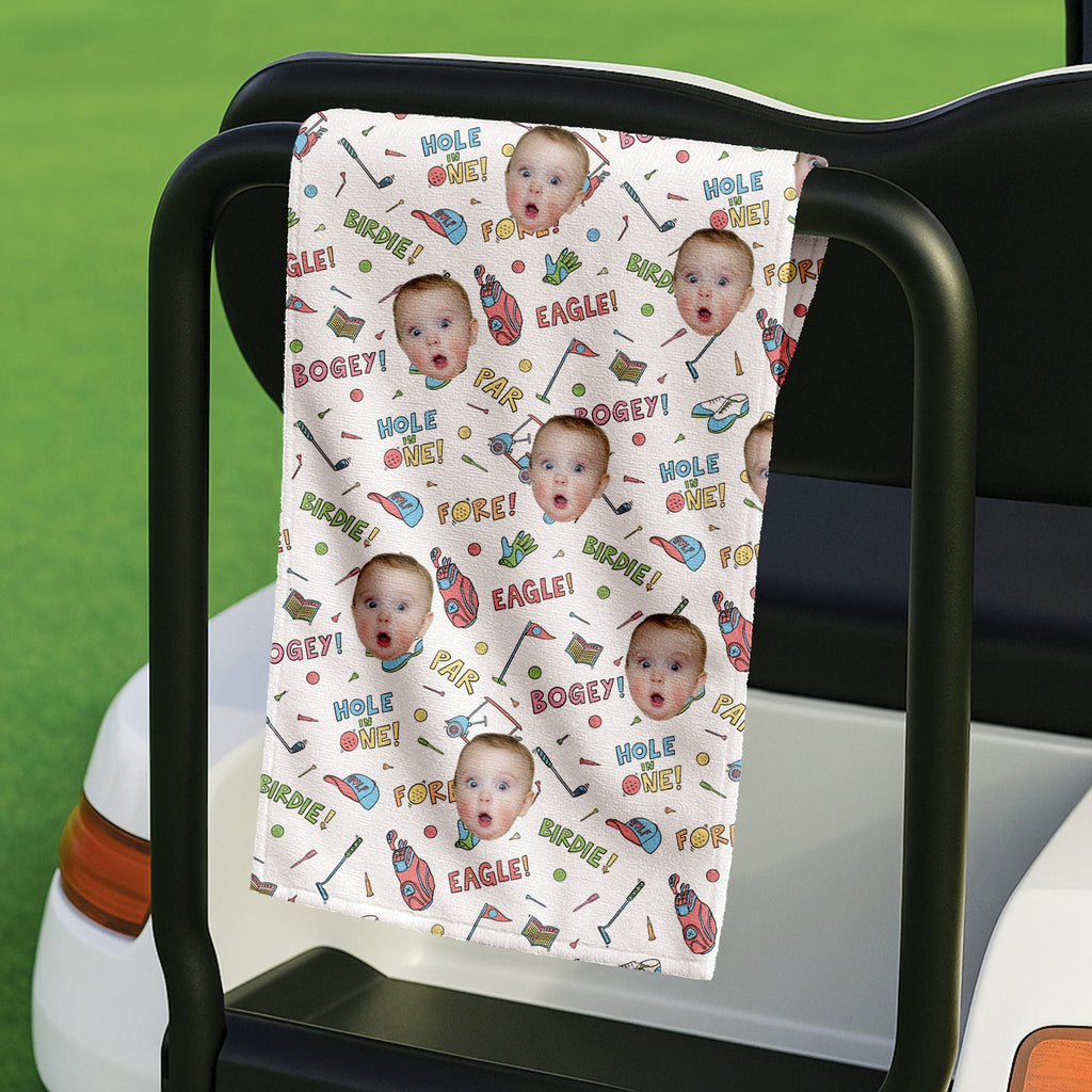 Personalized Golf Towel Custom Face Gift for Dad Grandpa