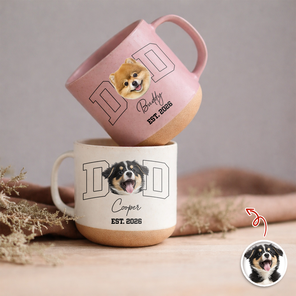 Personalized Pottery Mug Custom Photo Gift for Dog Dad HN590 - Pottery Mug GradoCreations
