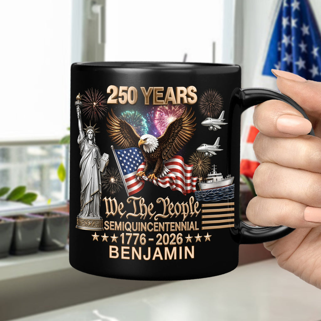 Personalized Black Mug 250 Years America We The People Gift for Dad HN590 - Black Mug GradoCreations