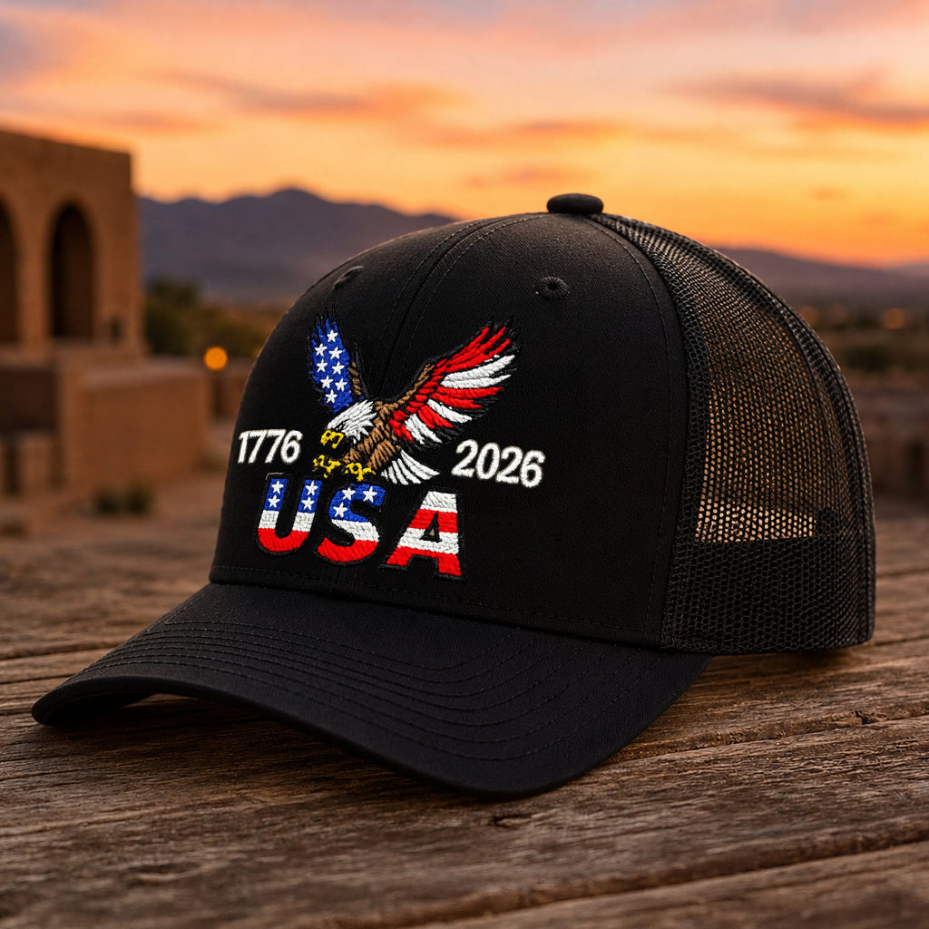 250 Years USA Patriotic Embroidered Trucker Hat Gift HN590 - Embroidered Trucker Hat GradoCreations