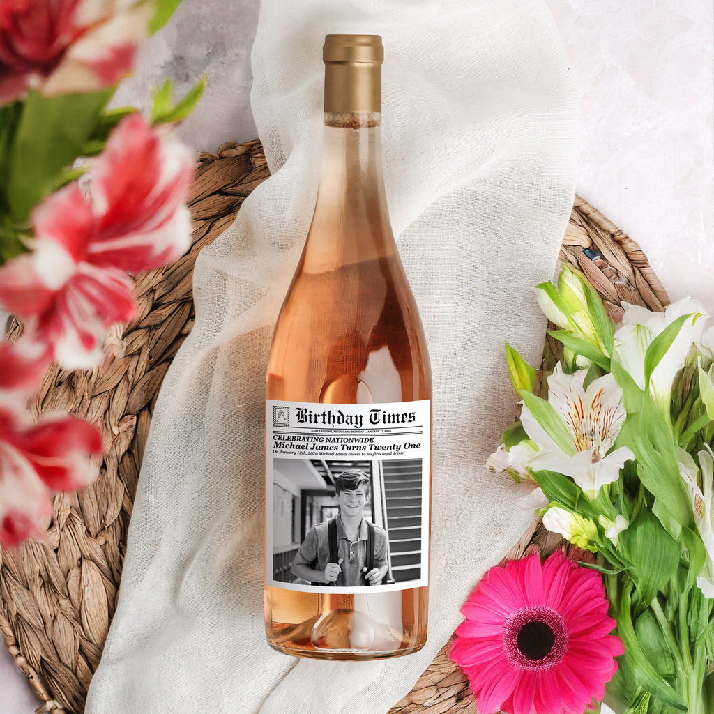 Personalized Photo Birthday Wine Label Custom Gift Decor HN590 - Wine Label GradoCreations