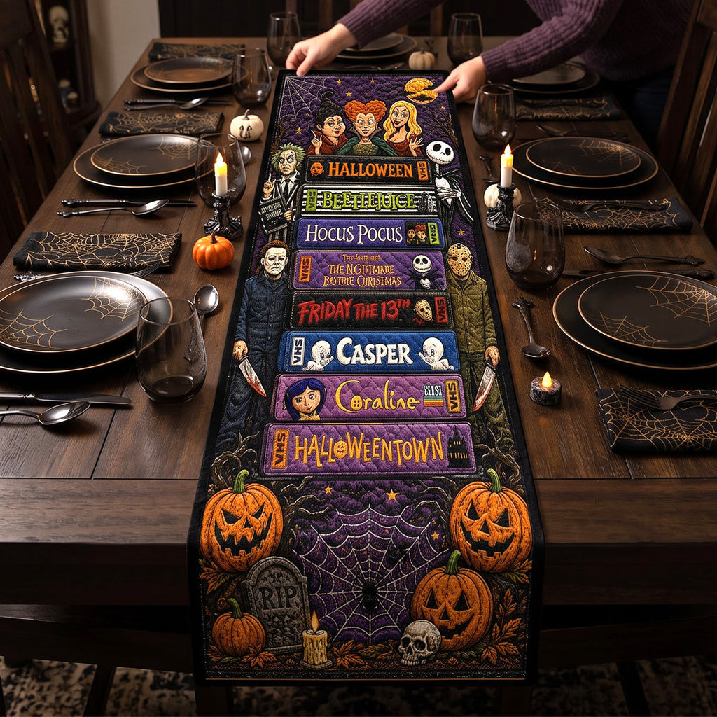 Personalized Halloween Quilt Table Runner Custom Name Family Gift Quilt Table Runner GradoCreations