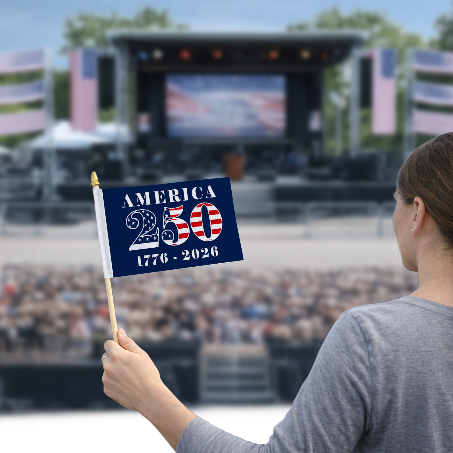 Personalized Handheld Flag 250th Anniversary Patriotic Gift HN590 - Handheld Flag GradoCreations