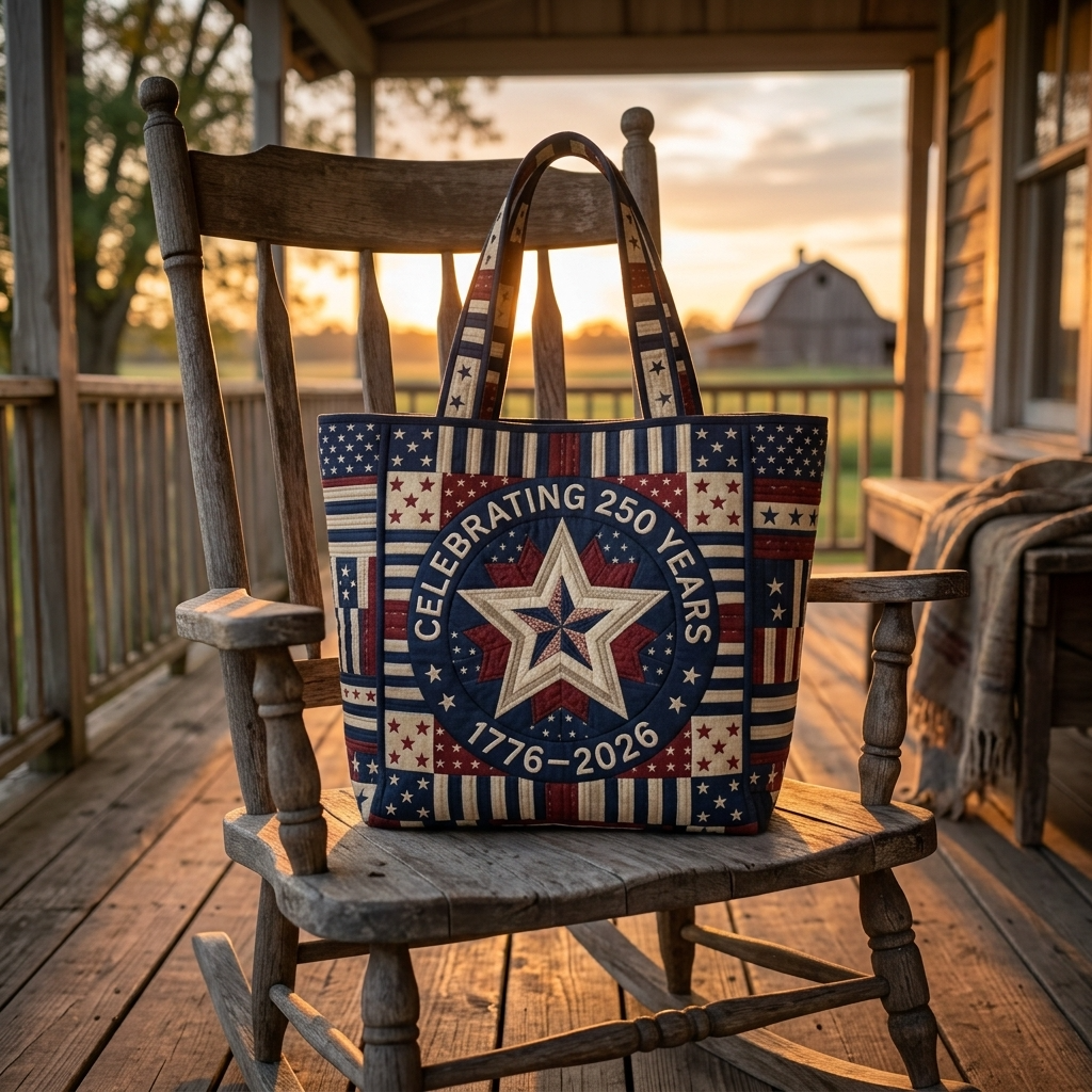 Patriotic Quilted Tote Bag Celebrating America's 250 Years Gift for Her