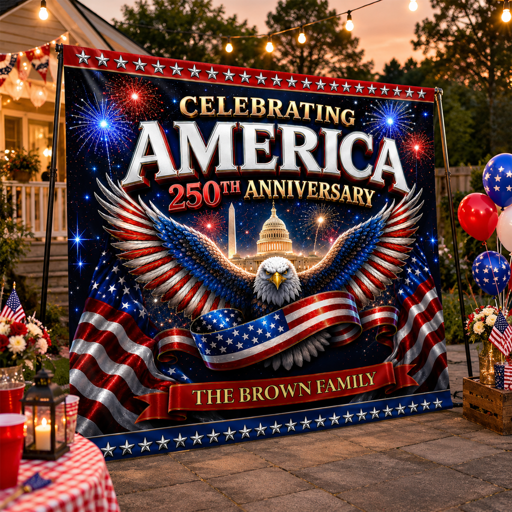 Personalized 250th Anniversary Backdrop USA Independence Day Gift HN590 - Ali Backdrop GradoCreations