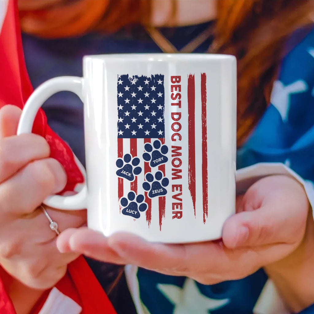Personalized Dog Dad Mug American Flag Gift for Dog Lover HN590 - mug GradoCreations