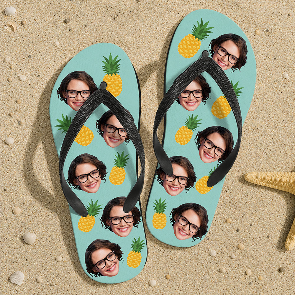 Personalized Custom Photo Tropical Flip Flops Beach Gift Flip Flop GradoCreations