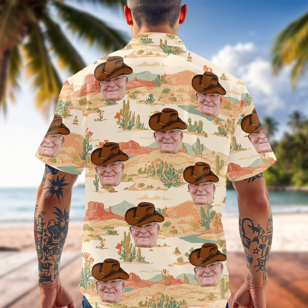 Personalized Retro Cowboy Hawaiian Shirt Custom Photo Gift HN590 - AOP Hawai Shirt GradoCreations