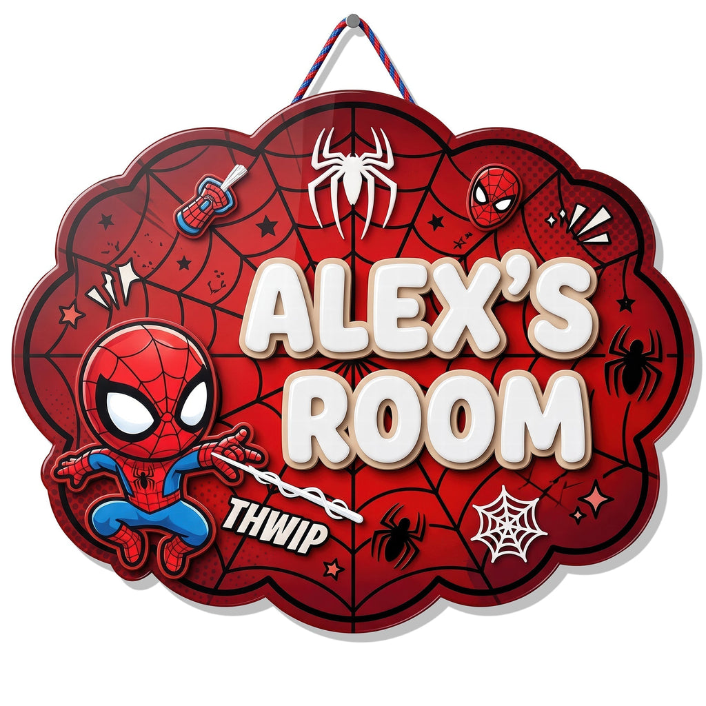 Personalized Spider-Man Room Sign Custom Wood Decor for Kids