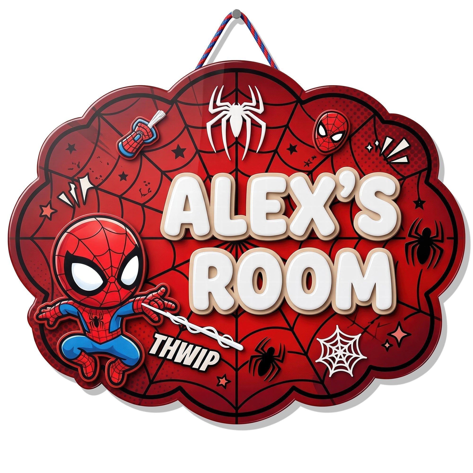 Personalized Spider-Man Room Sign Custom Wood Decor for Kids
