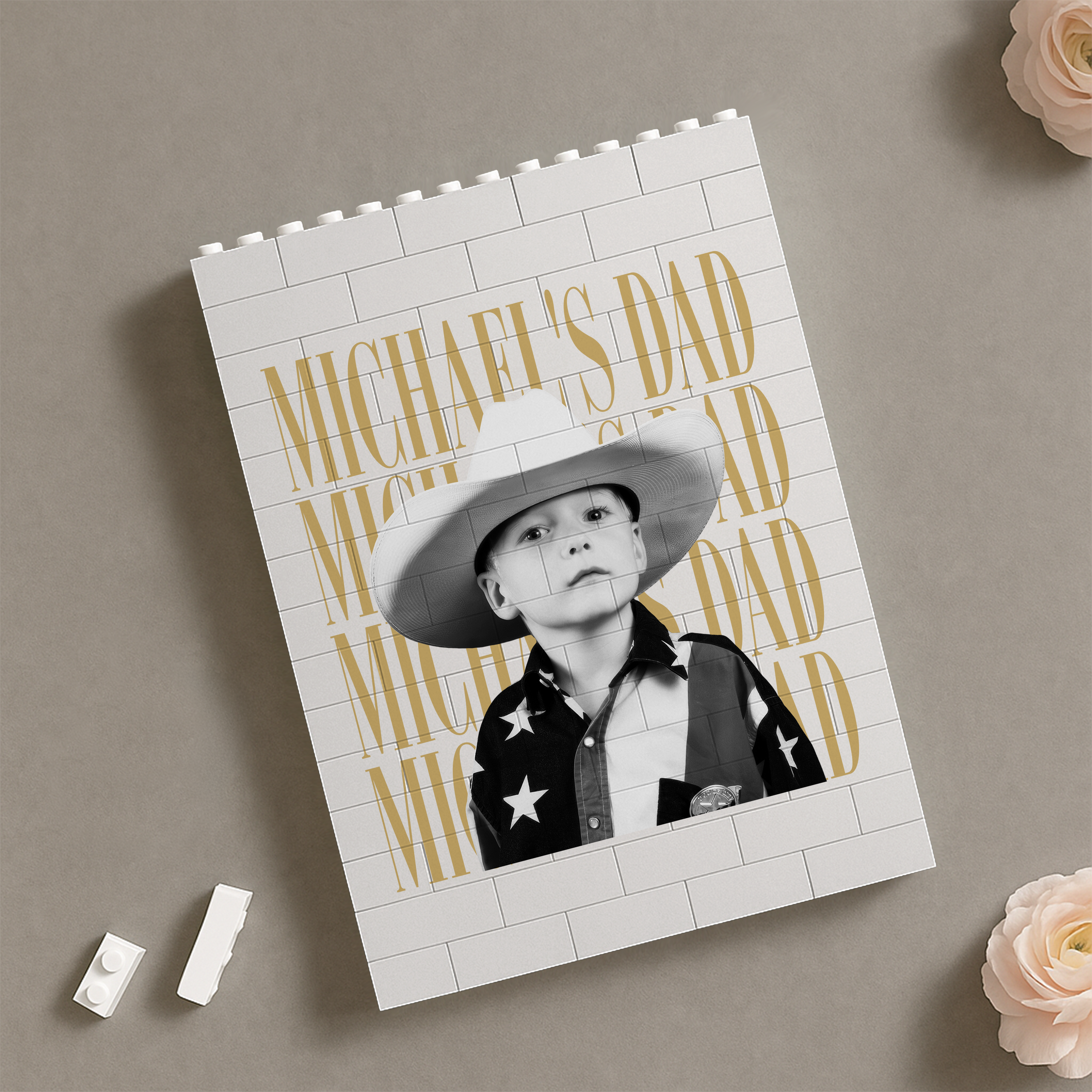 Personalized Vintage Photo Building Block Gift for Dad & Mom HN590 - Building Blocks GradoCreations