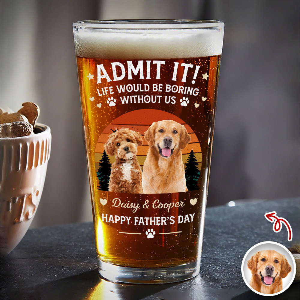 Personalized Beer Glass Custom Photo Gift for Dog Dad HN590 - Print Beer Glass GradoCreations