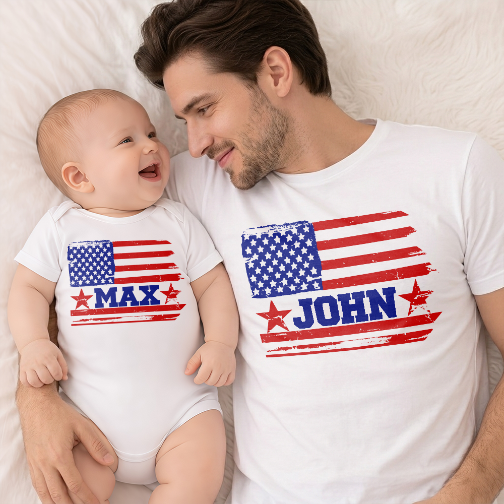 Custom Name Patriotic Shirt for Dad Matching Family Gift HN590 - Tshirt GradoCreations