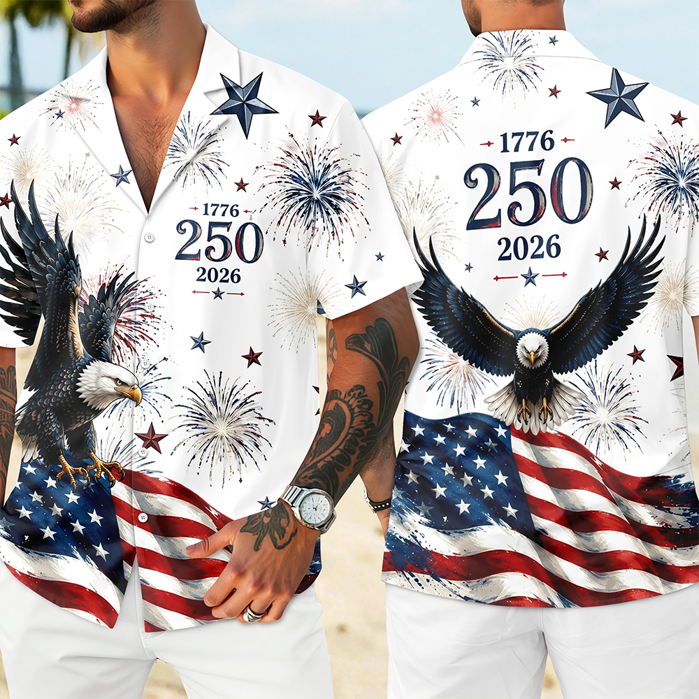 Personalized America 250th Hawaiian Shirt Custom Gift for Him HN590 - AOP Hawai Shirt GradoCreations