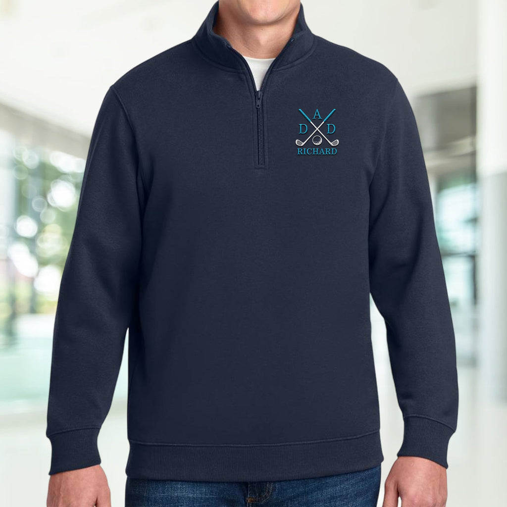 Personalized Embroidered Golf Quarter Zip Sweater Gift for Dad/Mom HN590 - Embroidered Golf Quarter Zip Sweater GradoCreations