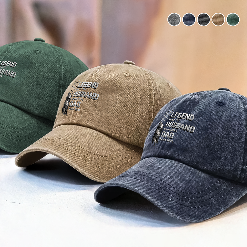 Personalized Washed Denim Baseball Cap Gift for Dad HN590 - Washed Denim Baseball Cap GradoCreations