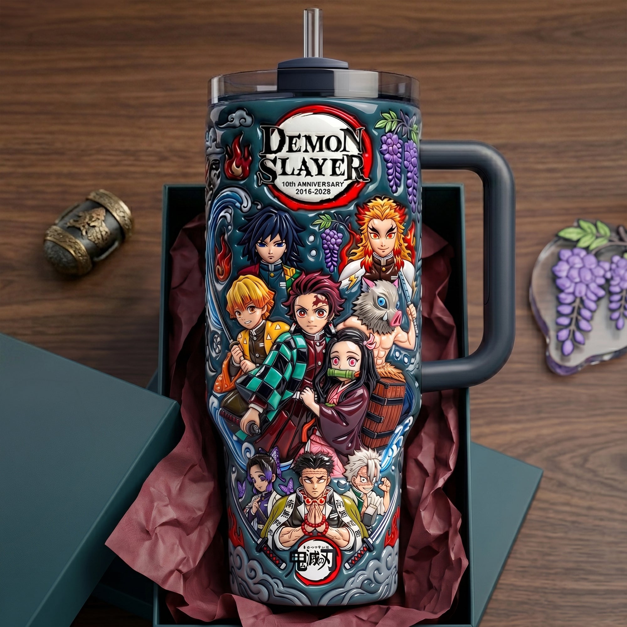 Personalized Demon Slayer Tumbler with Handle - Gift for Anime Fans Tumbler GradoCreations