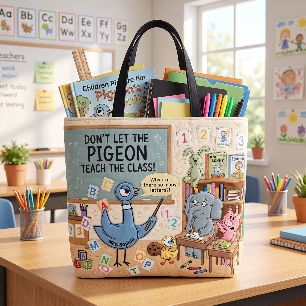 Personalized Quilted Tote Bag for Teachers - Back to School Gift Quilted Tote Bag GradoCreations