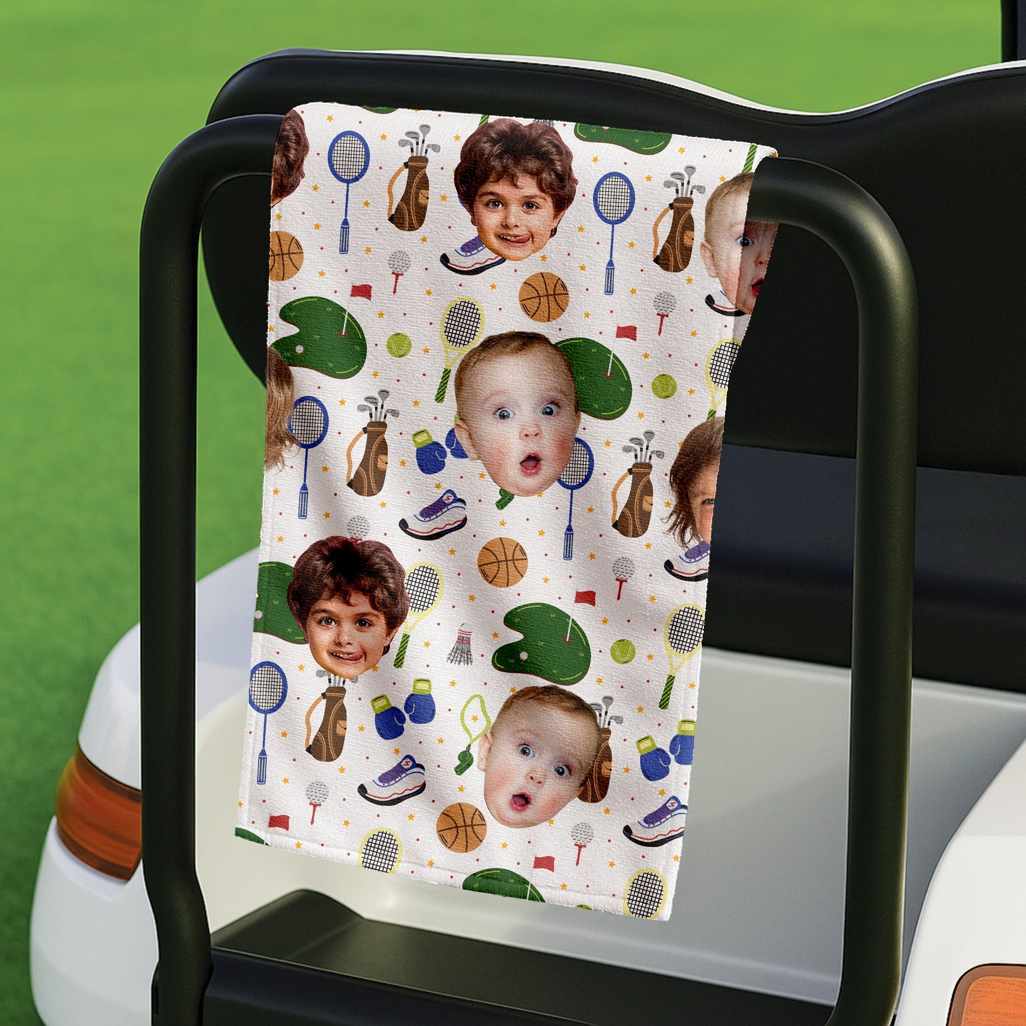 Personalized Funny Golf Towel with Kids' Photo Gift for Dad/Grandpa