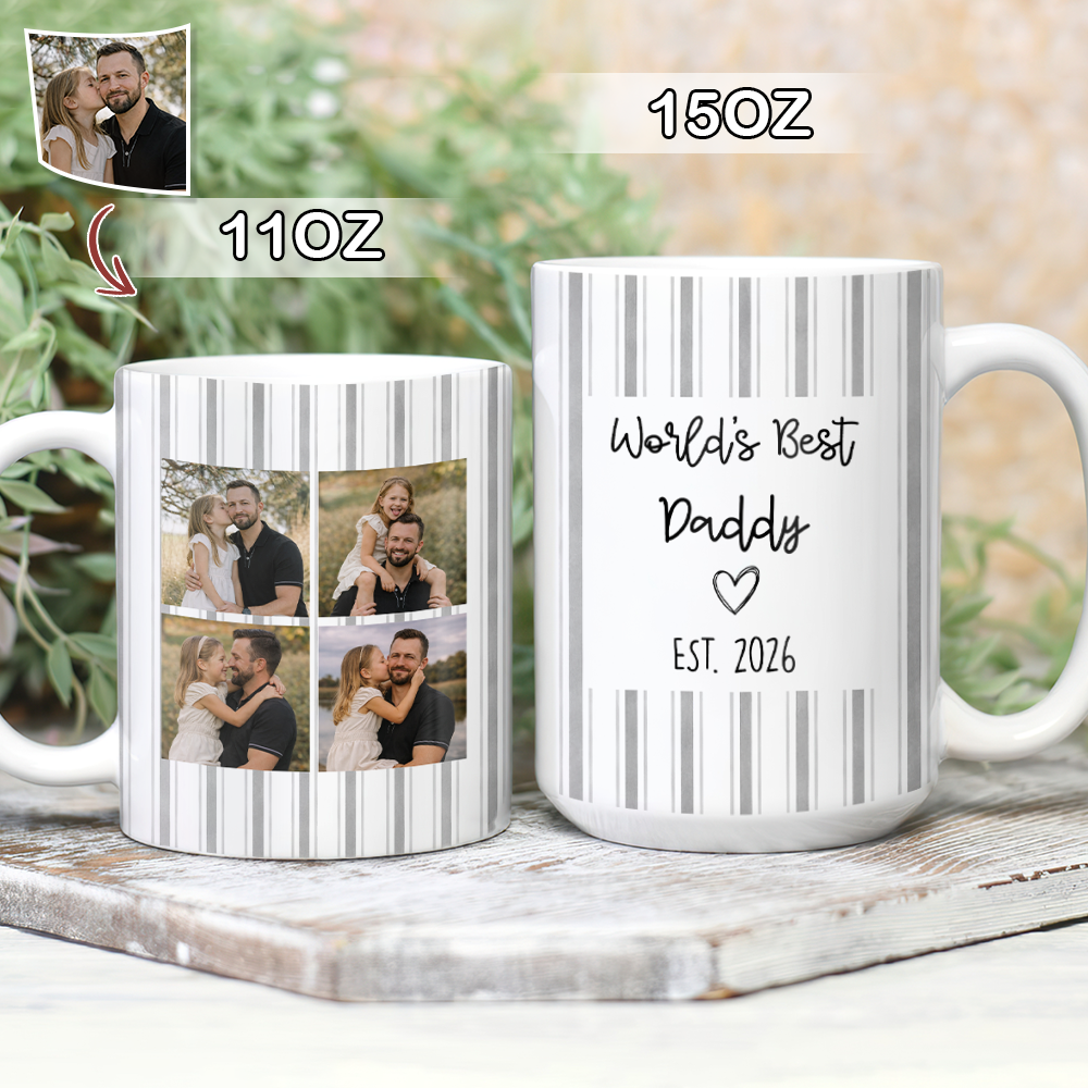 Personalized Photo Mug Gift for Dad Custom Design Father's Day HN590 - edge to edge mug GradoCreations
