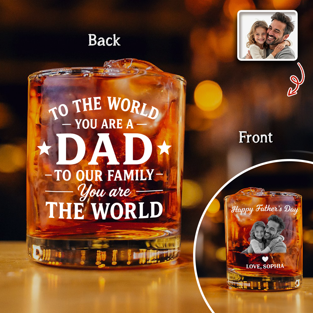Personalized Whiskey Glass Custom Photo Gift for Dad HN590 - Print Rock Glass GradoCreations
