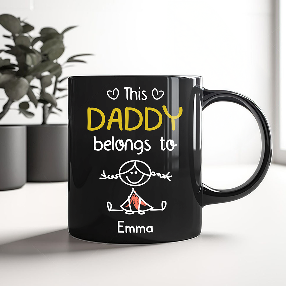 Personalized Black Mug This Papa Belongs To Us Gift for Dad HN590 - Black Mug GradoCreations