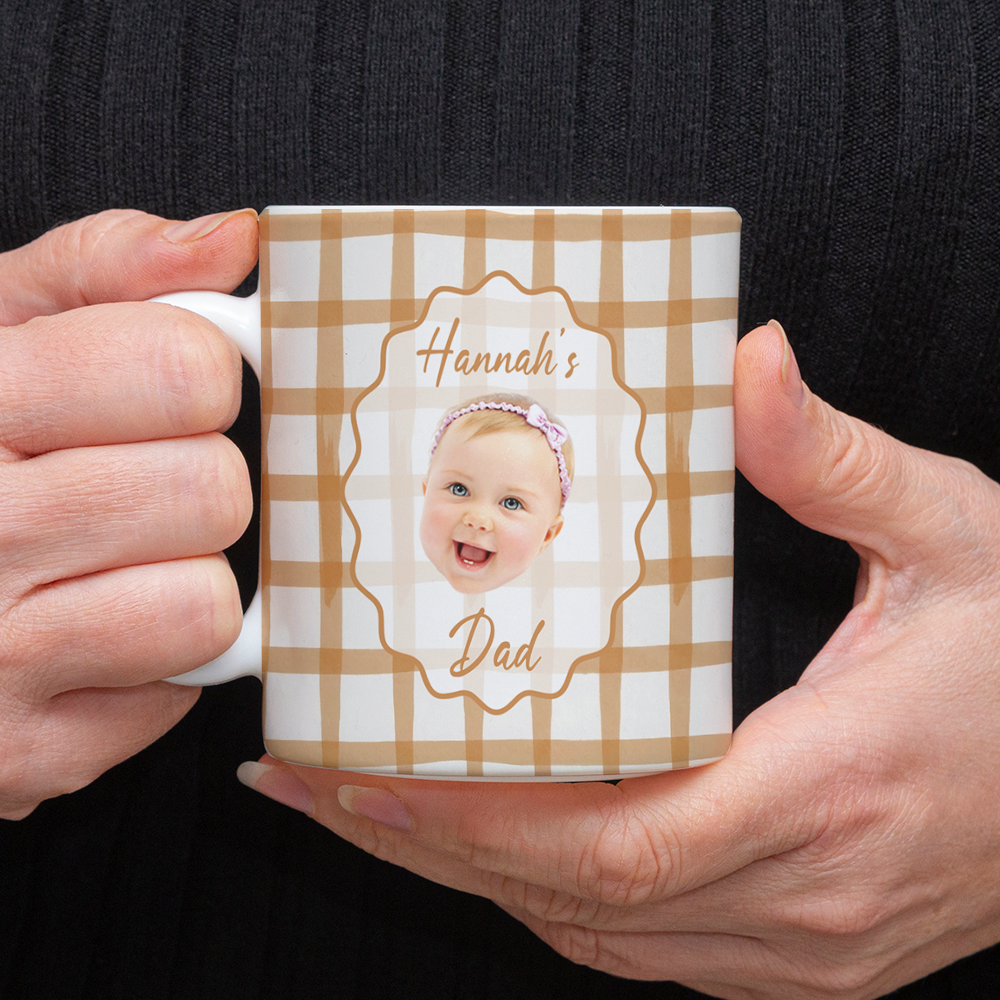 Personalized Baby Face Plaid Mug Custom Gift for Parents HN590 - edge to edge mug GradoCreations