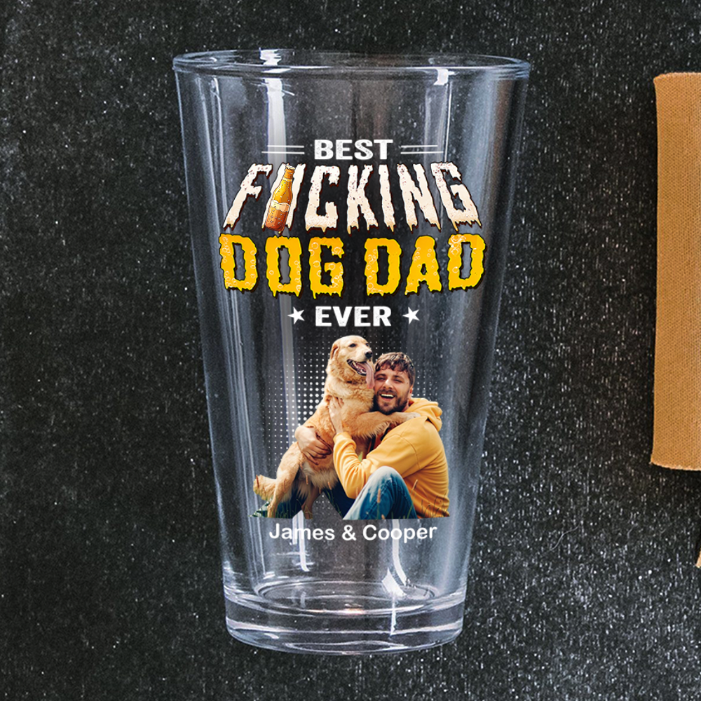 Personalized Photo Beer Glass Best Dog Dad Gift for Father's Day HN590 - Print Beer Glass GradoCreations