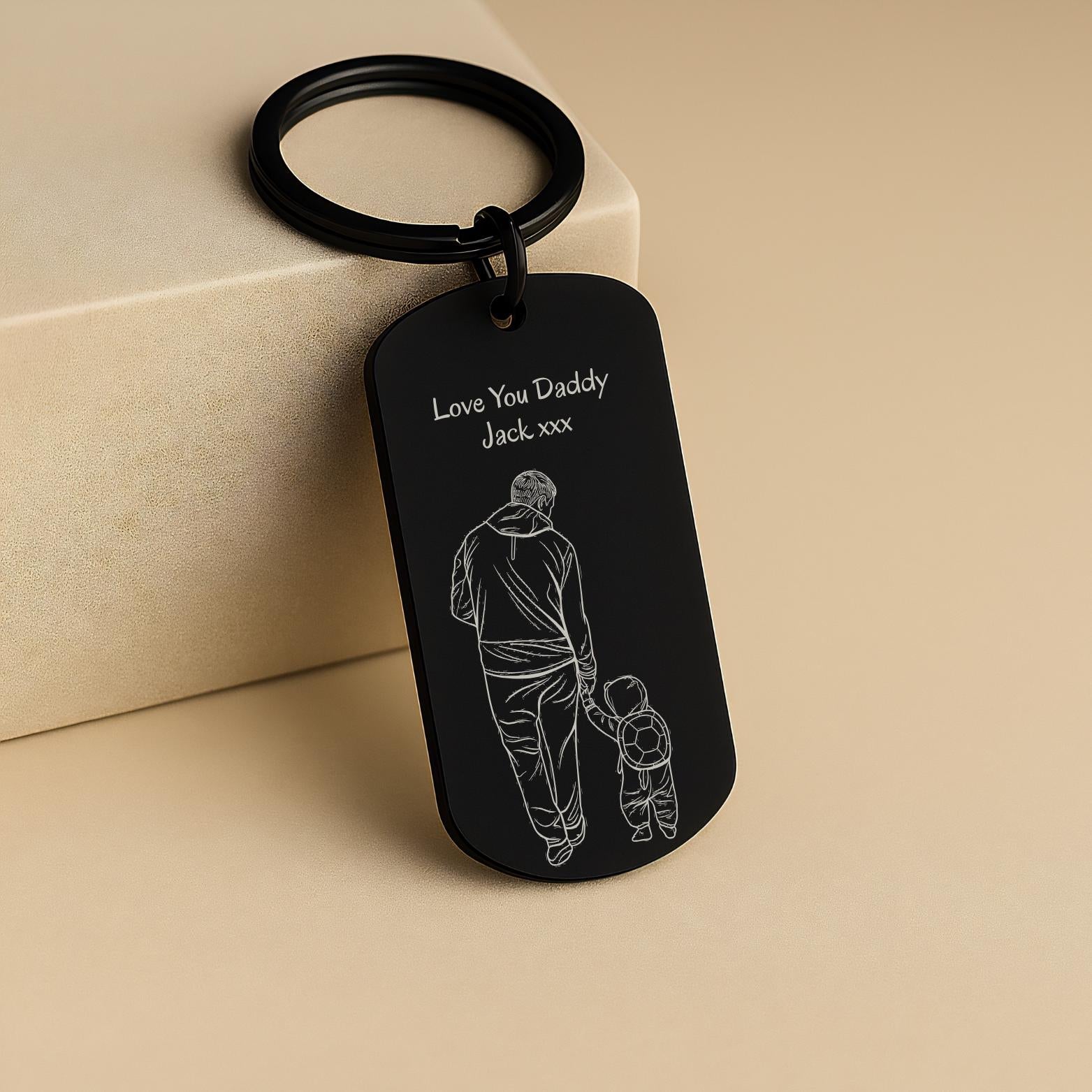 Personalized Photo Metal Keychain Custom Gift for Dad HN590 - Keychain Metal fix GradoCreations