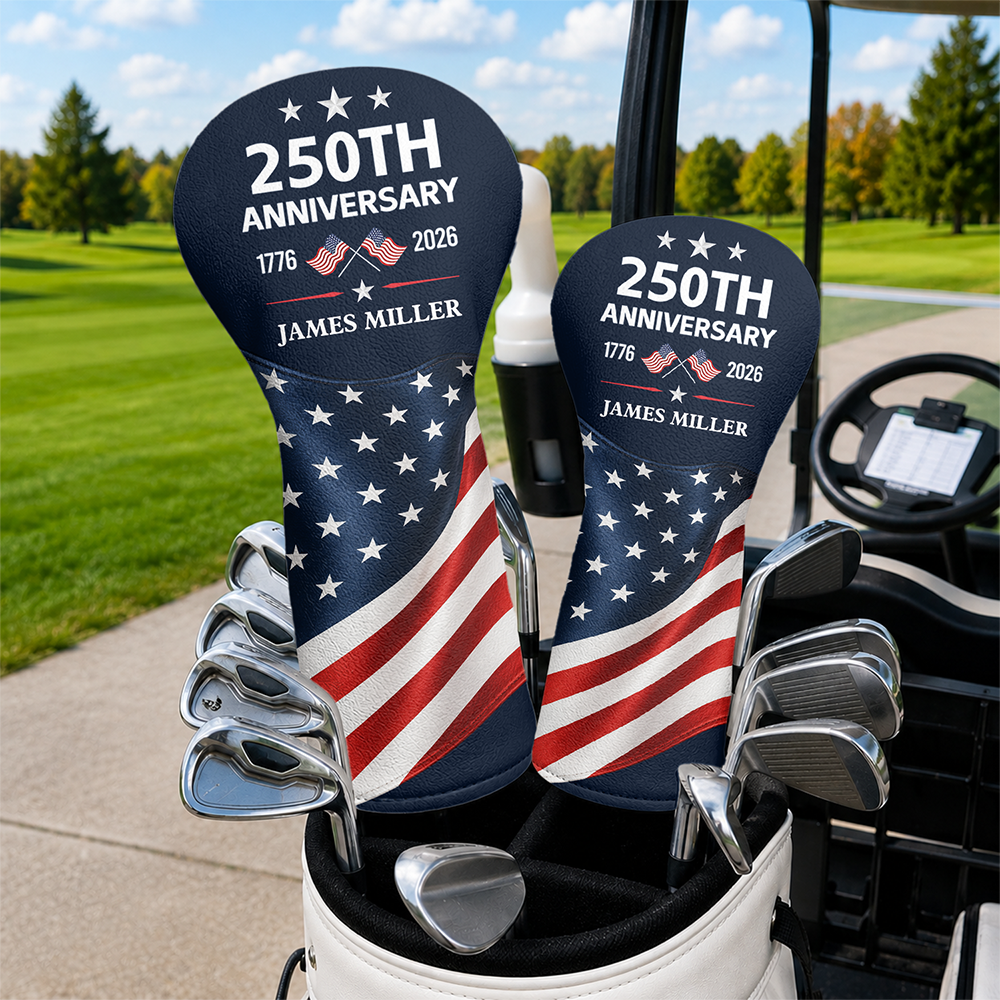 Personalized 250th Anniversary Golf Head Cover Custom Name Gift HN590 - Golf Head Cover GradoCreations