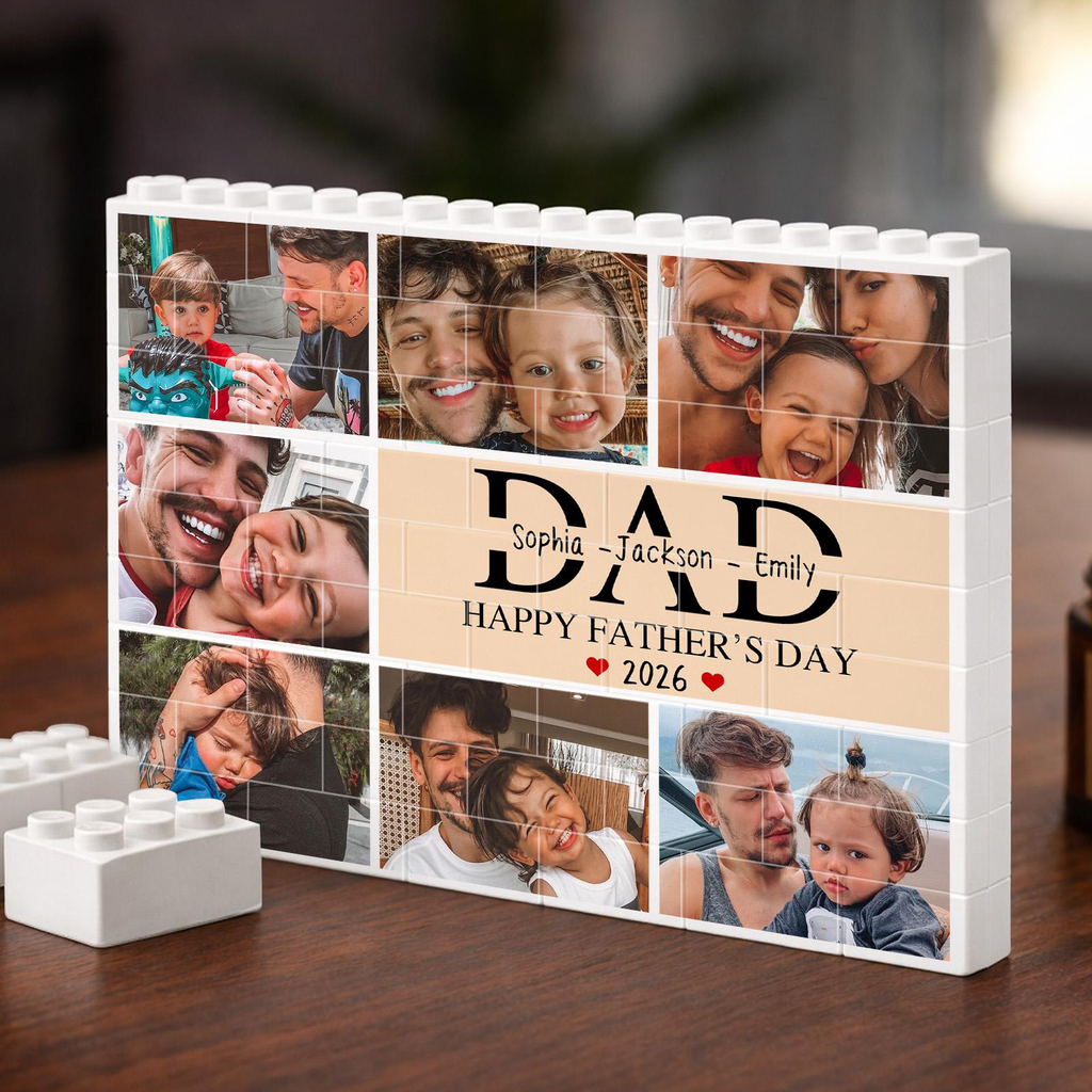 Personalized Building Block Puzzle Custom Name Photo Gift for Dad HN590 - Building Blocks fix GradoCreations