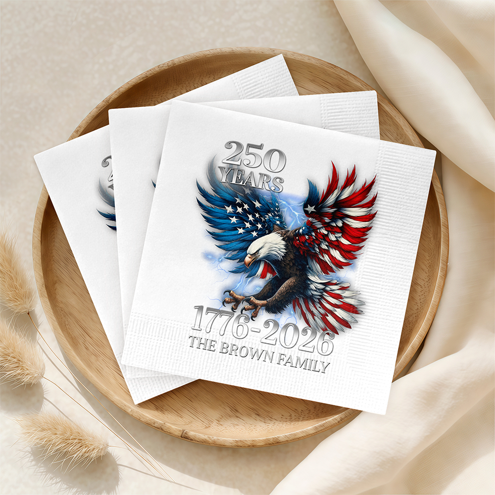 Personalized 250th Anniversary Eagle Napkins Unique Gift HN590 - Napkins GradoCreations