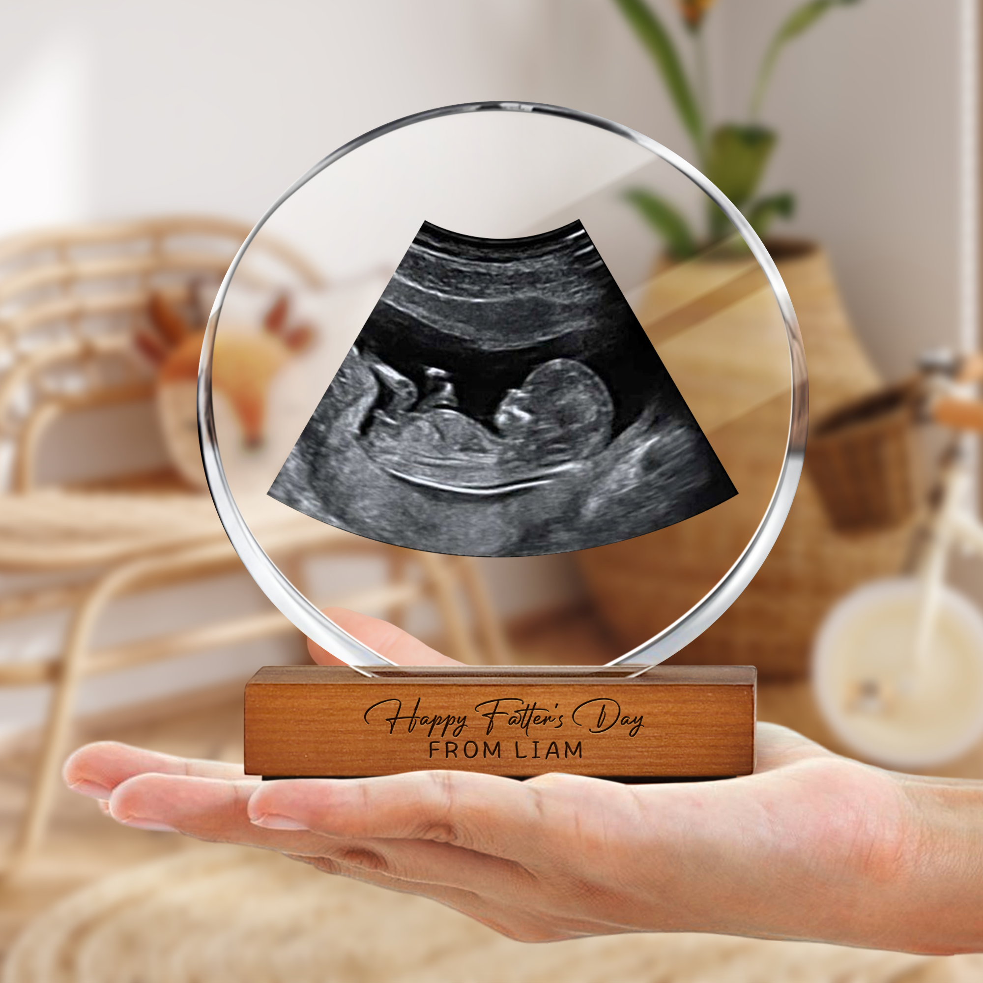 Personalized Acrylic Photo Frame Engraved Gift for Dad HN590 - Round Acrylic Frame Block GradoCreations