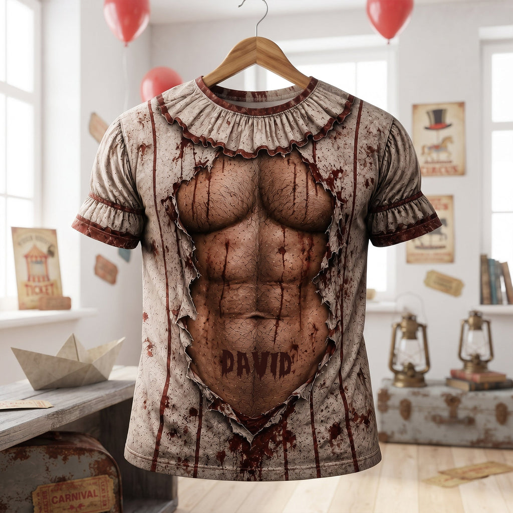 Custom Funny Muscle Horror Clown AOP T-Shirt Costume for Men AOP Tshirt GradoCreations