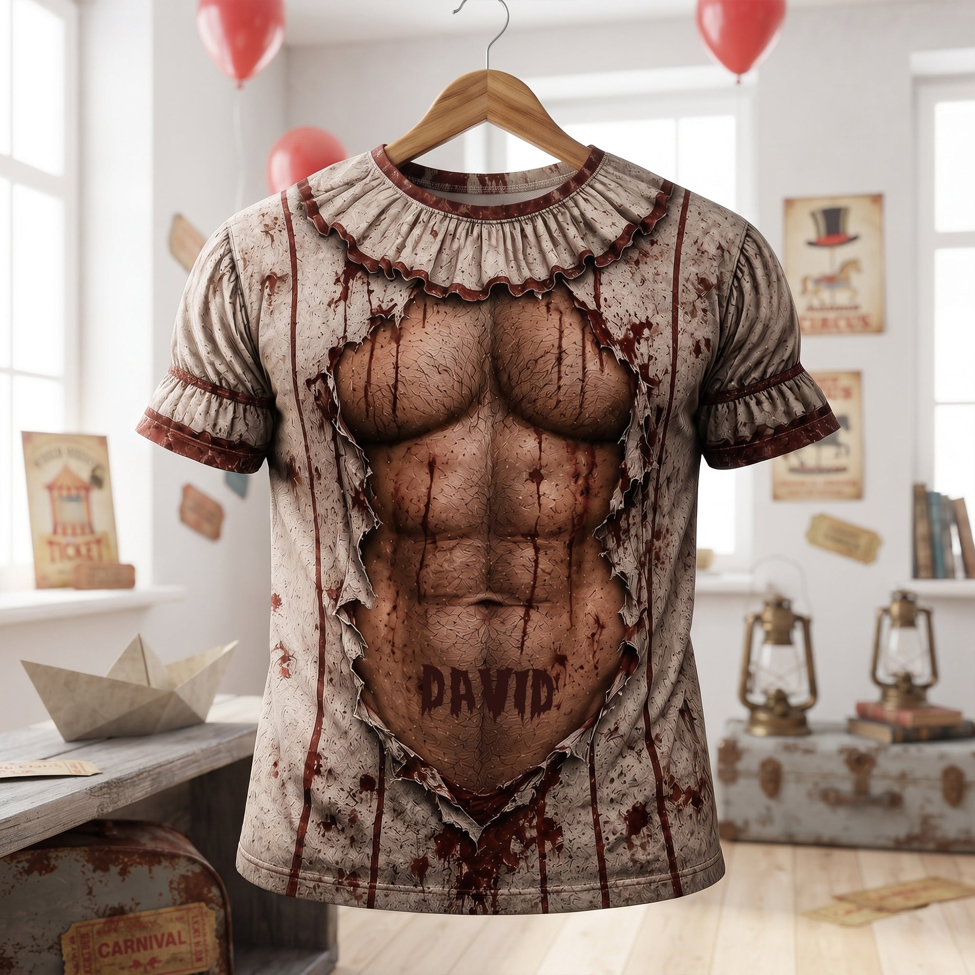Custom Funny Muscle Horror Clown AOP T-Shirt Costume for Men AOP Tshirt GradoCreations