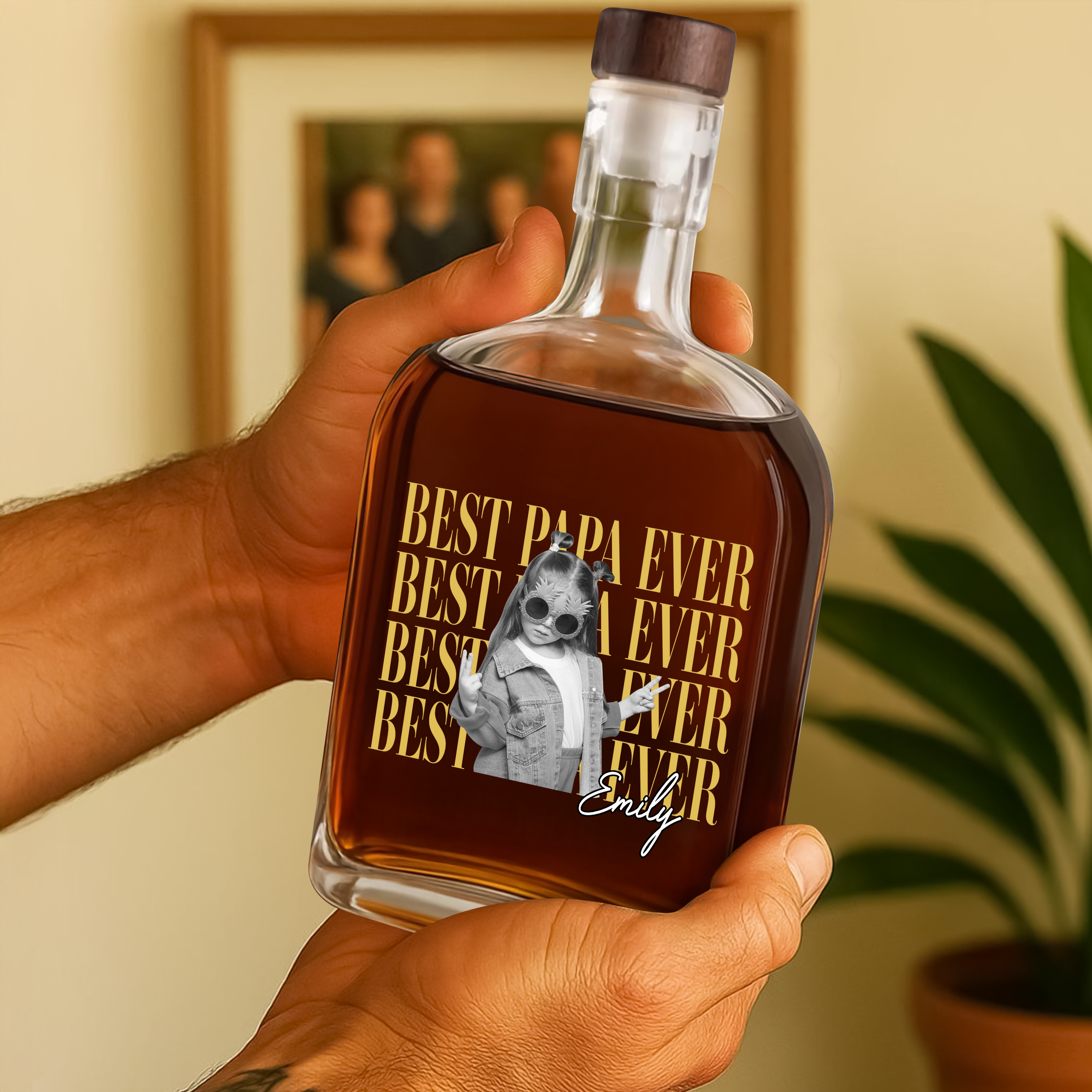 Personalized Vintage Photo Whiskey Bottle Custom Gift for Dad HN590 - Whiskey Bottle GradoCreations