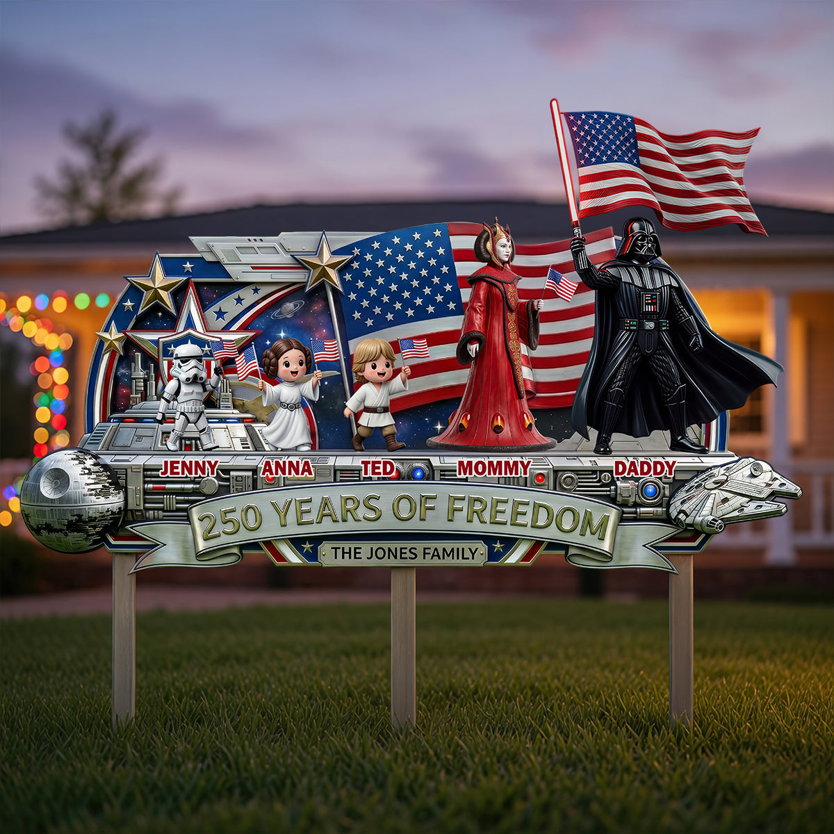 Personalized Metal Garden Stake 250 Years of Freedom for Family