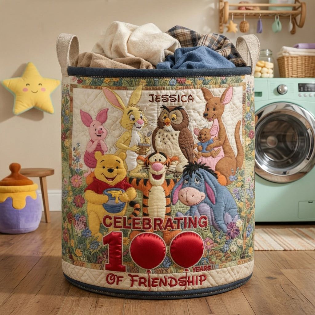 Personalized Quilted Laundry Basket with Disney Characters Gift for Family or Movie Fans Quilted Laundry Basket GradoCreations