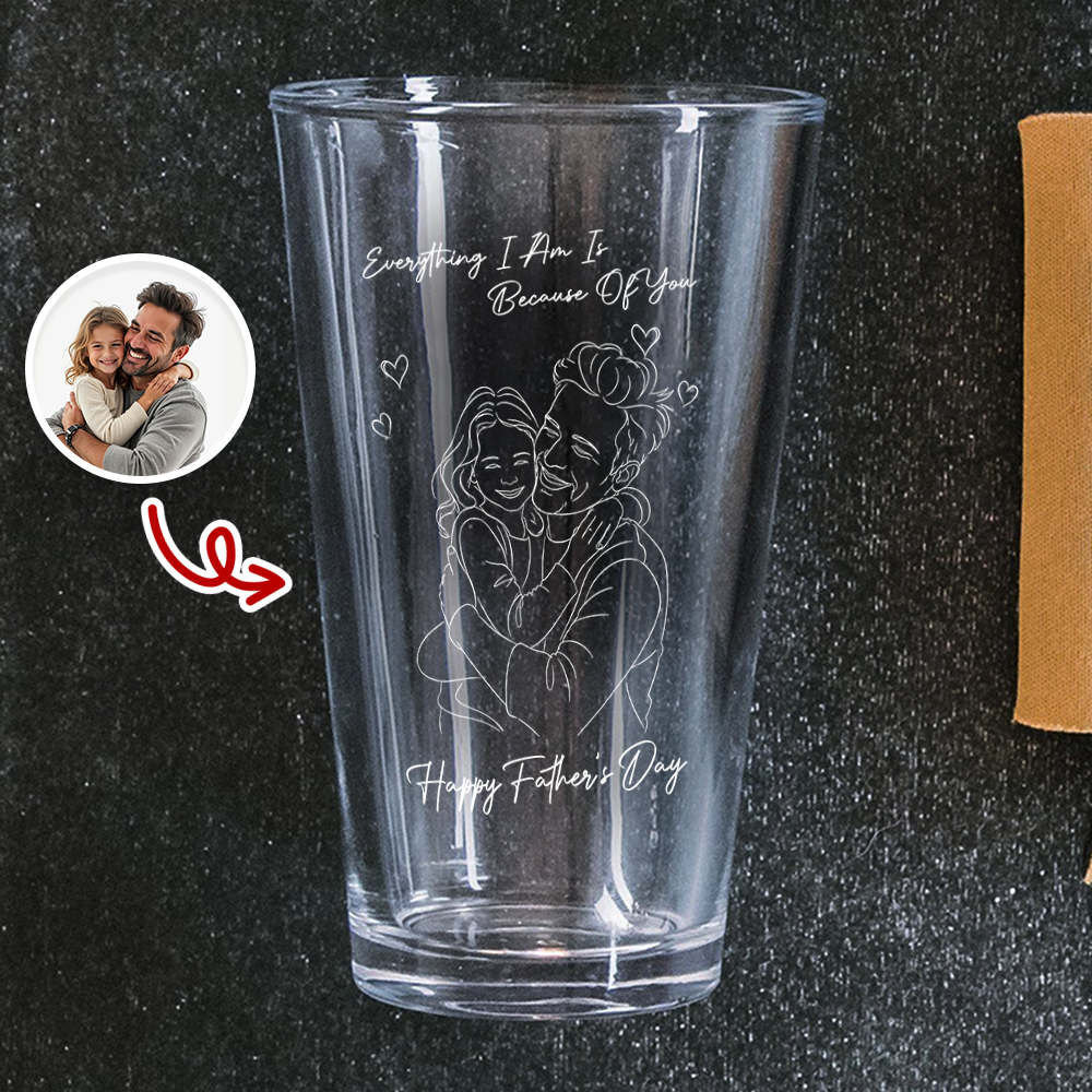 Personalized Photo Beer Glass Custom Gift for Dad Father's Day HN590 - Print Beer Glass Fix GradoCreations