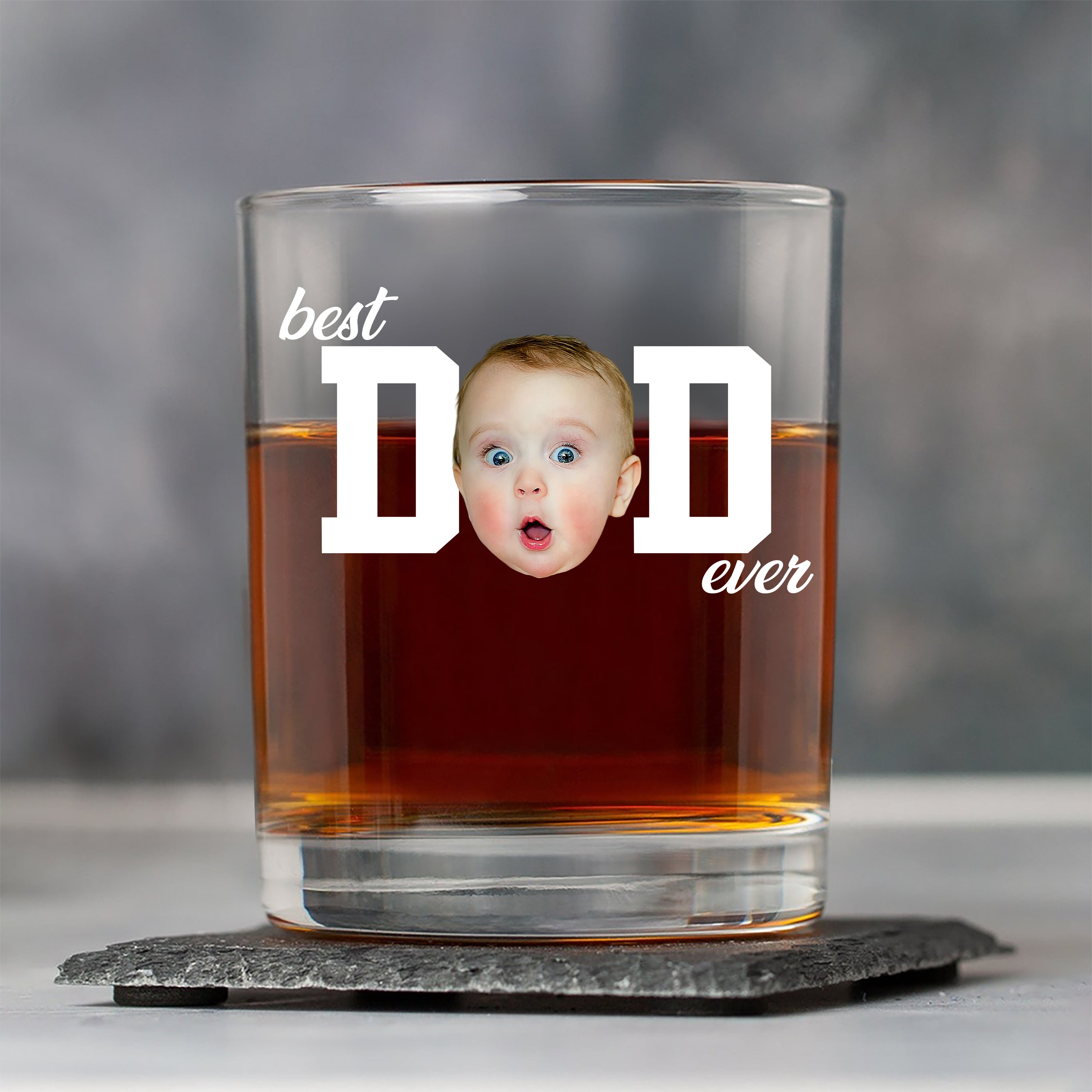 Personalized Funny Face Whiskey Glass Gift for Dad - Father's Day HN590 - Print Rock Glass GradoCreations