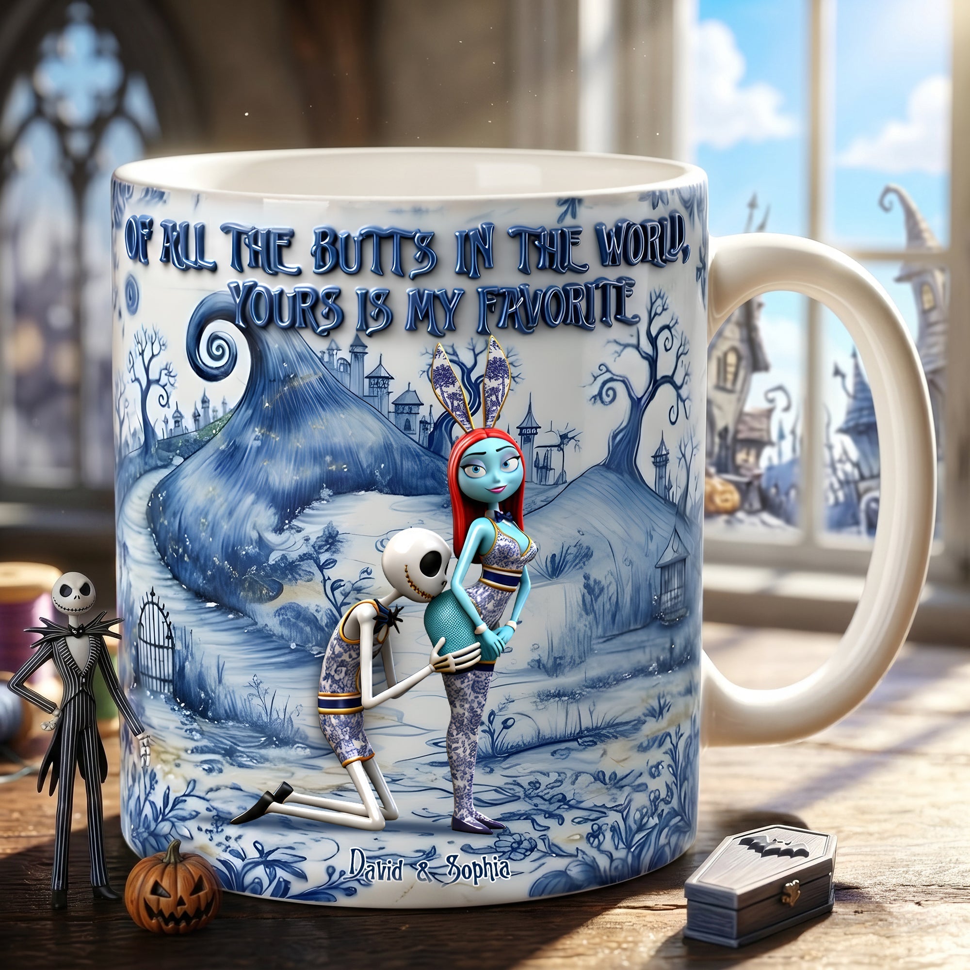 Personalized Skeleton Couple Mug Custom Name Gift Idea Mug GradoCreations