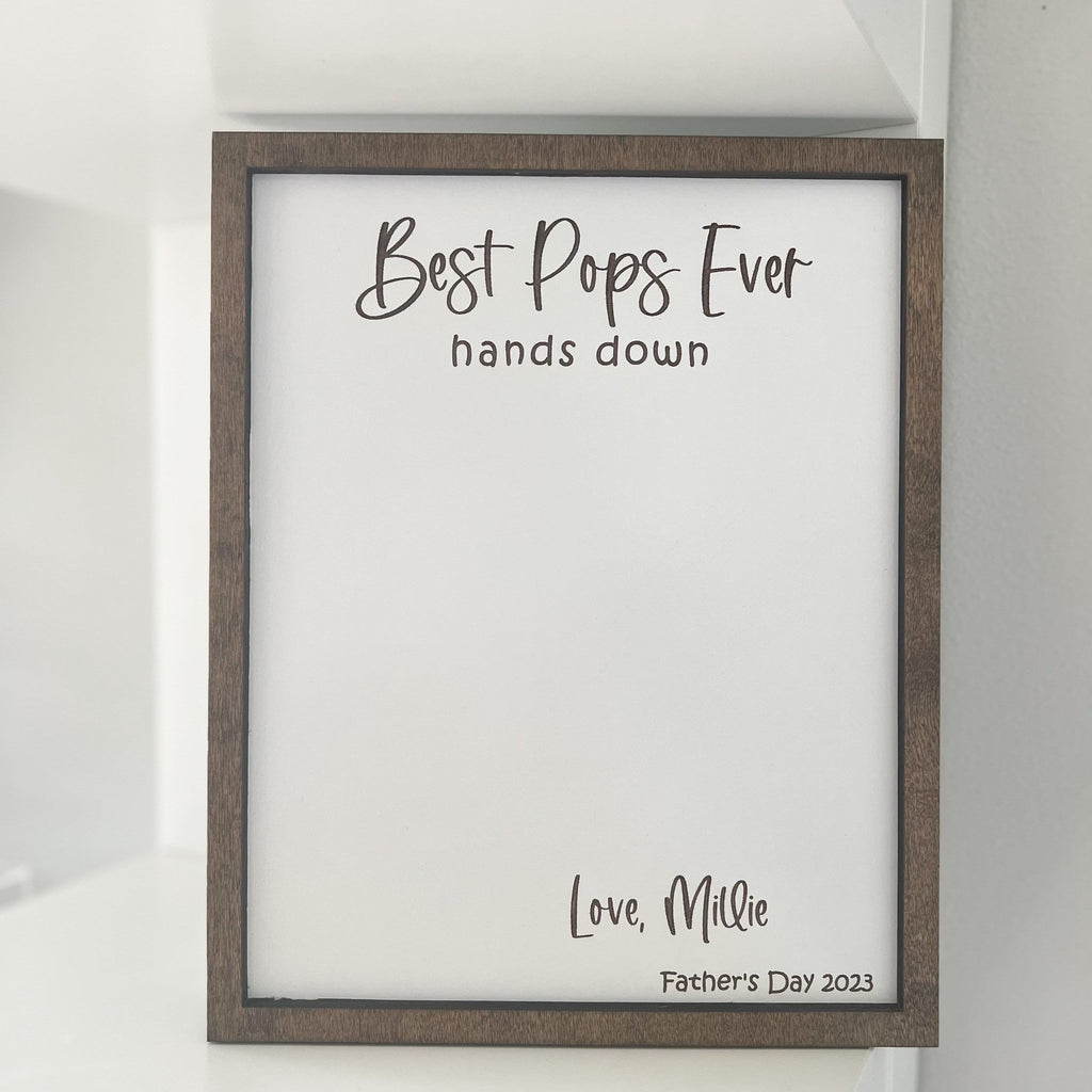 Personalized Wooden Handprint Sign Gift for Dad - Father's Day Plaque HN590 - 2-Layered Wooden Plaque With Stand BCF fix GradoCreations
