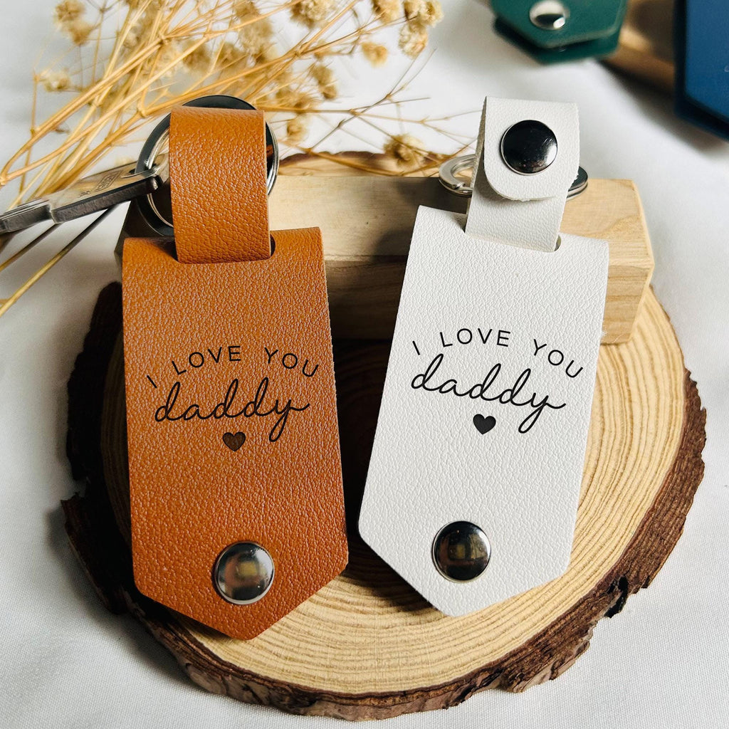 Personalized Baby Ultrasound Photo Leather Keychain Gift for New Dad HN590 - Leather Keychain fix GradoCreations