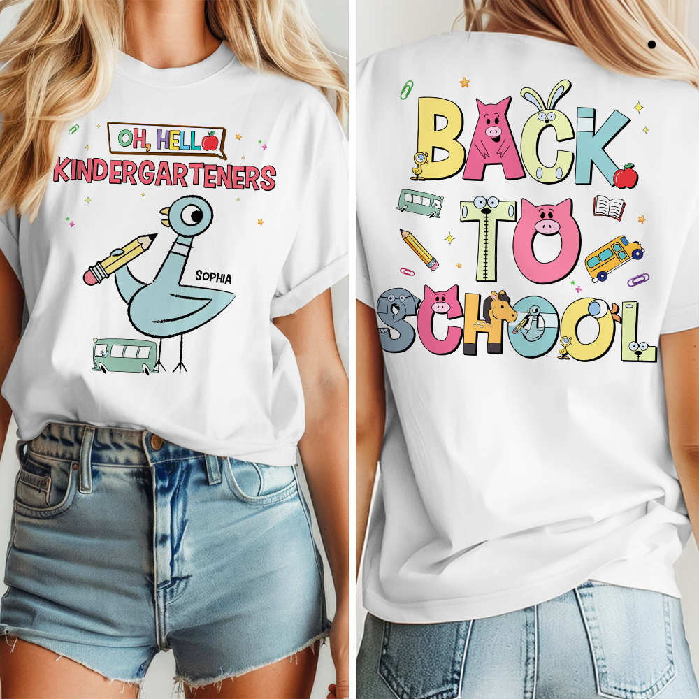Personalized Kindergarten Back to School Shirt for Teacher Cotton Apparel GradoCreations